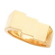 14K Gold Gents Signet Ring W/Brush Finished Top