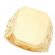 14K Yellow Gold Gents Signet Ring W/Brush Finished Top