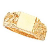 14K Yellow Gold Gents Signet Ring W/Brush Finished