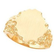 14K Yellow Gold Gents Signet Ring W/Brush Finished Top