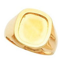 14K Yellow Gold Gents Square Ring W/Brush Finished