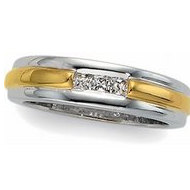 14K Yellow Gold Two Tone Diamond Wedding Band