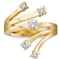 14K Yellow Gold Diamond Right Hand Ring