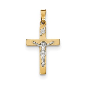 14k Polished INRI Crucifix Cross Pendant