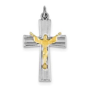 Sterling Silver Rhodium plated   Vermeil Crucifix Charm