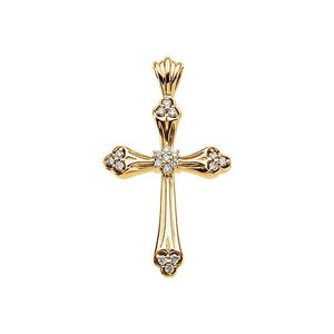 14K Yellow Gold Diamond Cross Pendant