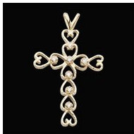 14K Yellow Diamond Cross Pendant