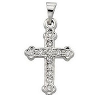 14K Yellow Gold or White Cross Diamond Pendant
