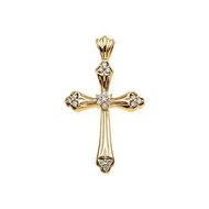 14K Yellow Gold Diamond Cross Pendant