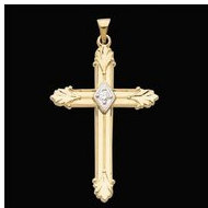 14K Yellow Gold Or White Gold Diamond Cross Pendant