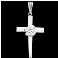 Sterling Silver Teen Cross With Footprint Pendant