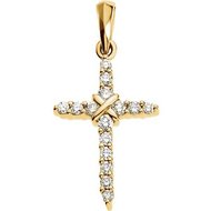 14K Yellow Gold Cross & Diamond Pendant