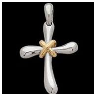 Sterling Silver Teen Two Tone Freeform Cross Pendant