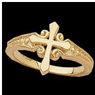Cross Ring 14K Yellow and White Gold Cross Ring