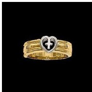 14K Two-tone Cross Ring