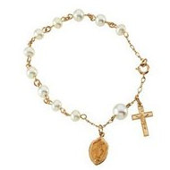 14K Yellow Gold Freshwater Pearl Rosary Bracelet