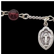 Sterling Silver Garnet Rosary Bracelet