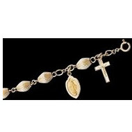 14K Yellow Gold Oval Fluted Rosary Bracelet