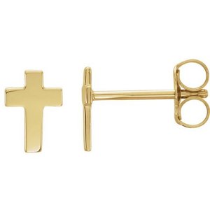 14K Yellow Gold or White Gold  Cross Earrings