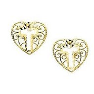 Cross Earrings: 14K Yellow Gold Cross Earrings