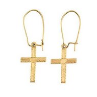 14K Yellow Gold Cross Earrings