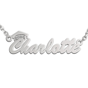 2024 Graduation Cap Script Name Necklace with Chain Included