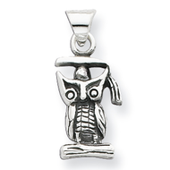 Sterling Silver Antiqued Graduation Owl Pendant