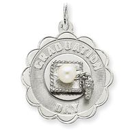 Sterling Silver Graduation Day Disc with Cultured Pearl Charm