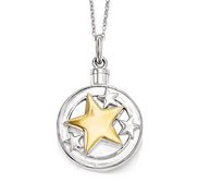 Sterling Silver   Gold plated Your Brightest Star Cremation Ash Holder w  18 Inch Chain