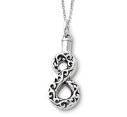 Sterling Silver Antiqued Infinity Remembrance Cremation Ash Holder w  18 Inch Chain