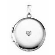 Sterling Silver Cremation & Hair Locket w/ Diamond Center