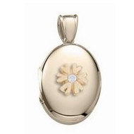 14K Yellow Gold Cremation & Hair Locket w/ Diamond Center
