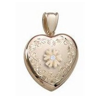 14K Yellow Gold Cremation & Hair Locket w/ Diamond Center