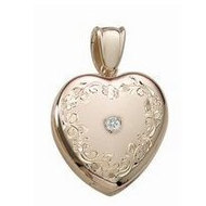 14K Yellow Gold Cremation & Hair Locket w/ Diamond Center
