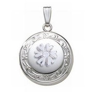 14K White Gold Cremation & Hair Locket w/ Diamond Center