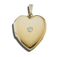 14K Yellow Gold Heart Cremation & Hair Locket w/ Diamond Center