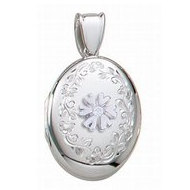 14K White Gold Premium Cremation & Hair Locket w/ Diamond Center