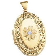 14K Yellow Cremation & Hair Locket w/ Diamond Center