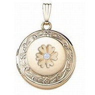 14K Yellow Cremation & Hair Locket w/ Diamond Center