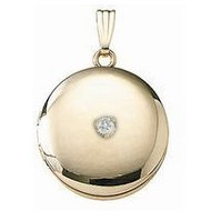 14K Yellow Round Cremation & Hair Locket w/ Diamond Center