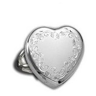 14k White Gold Heart Locket Ring