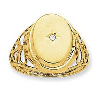 14k Yellow Gold Plain Diamond set Locket Ring