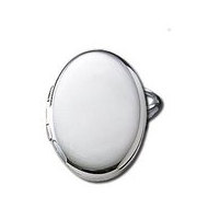 14k White Gold Oval Locket Ring