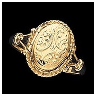 14k Yellow Oval Locket Ring