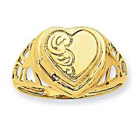 14k Heart 1/2 Cartouche Embossed Locket Ring