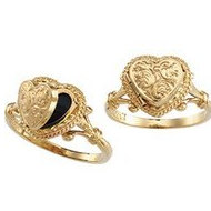 14K Yellow Gold Heart Locket Ring