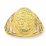 14k Yellow Gold Oval Half Cartouche Locket Ring