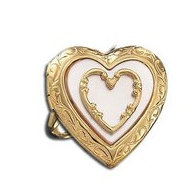 14k Yellow Gold Heart Locket Ring with Mother of Pearl