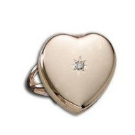 14k Yellow Gold Heart Locket Ring With Diamond