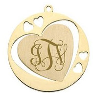 Round Heart with cutouts Monogram Pendant